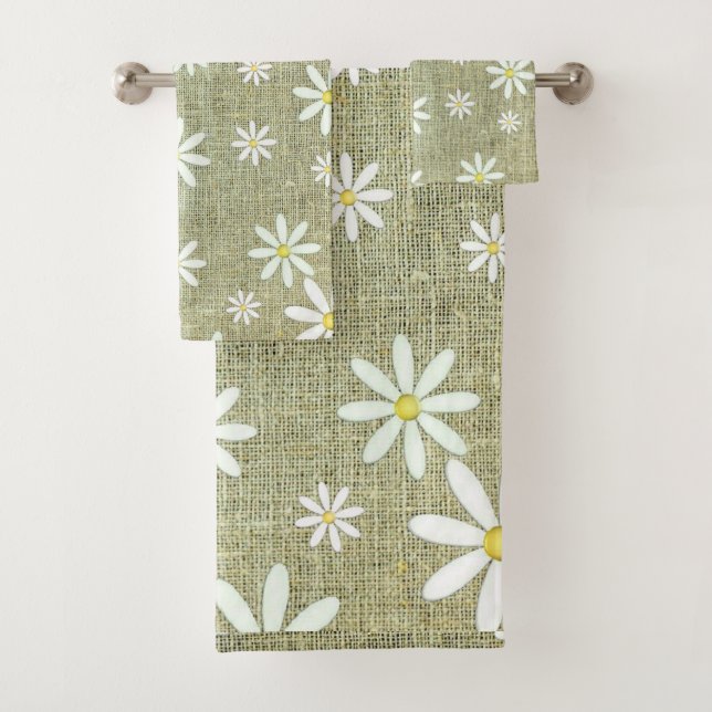 Ensemble serviettes marguerite toile de jute (En situation)