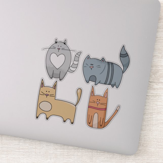 Ensemble super mignon CATS 4 Stickers Ordinateur P (Détail)