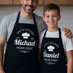 Ensemble tablier de chef de Noël Papa et enfant