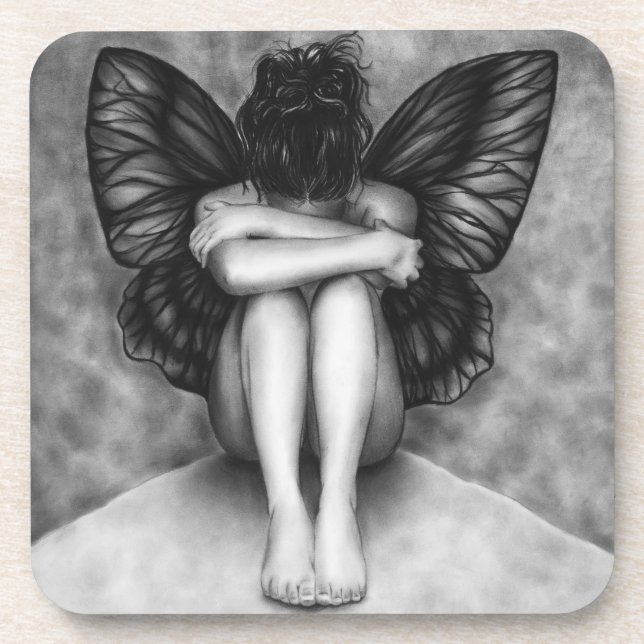 Ensemble triste de dessous de verre de fille de (Devant)