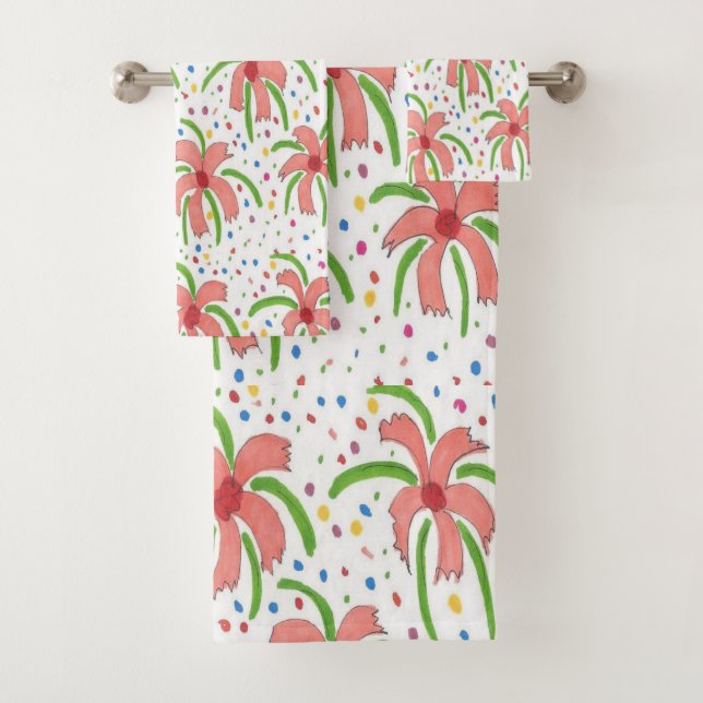 Ensemble tropical de serviette de Bath de fleurs (En situation)