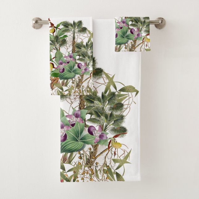 Ensemble tropical de serviette de Bath de fleurs (En situation)