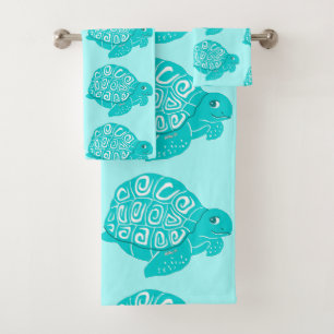 Ensemble turquoise de serviette d'Aqua de motif de