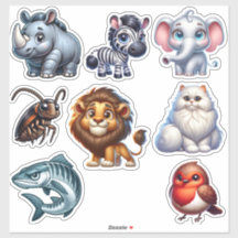 Ensemble unique de stickers animaux 3D
