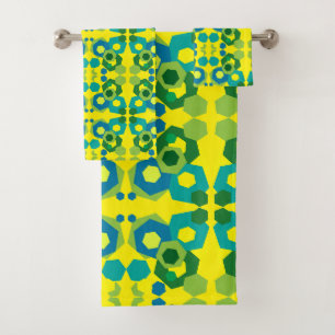 Ensemble vert-bleu de serviette de Bath d'hexagone