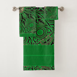 Ensemble vert irlandais de serviette de mandala de