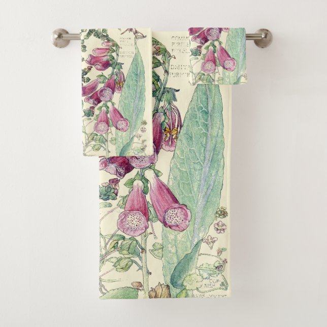 Ensemble vintage botanique de serviette de Bath de (En situation)
