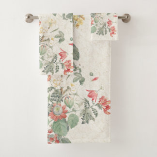 Ensemble vintage de serviette de Bath de fleurs de