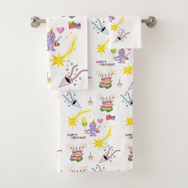 Ensembles de serviettes de bain, Cupcake Joyeux An (En situation)