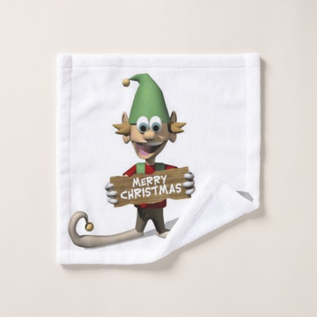 Ensembles de serviettes de bain de Noël, Elfe (Gant de toilette)