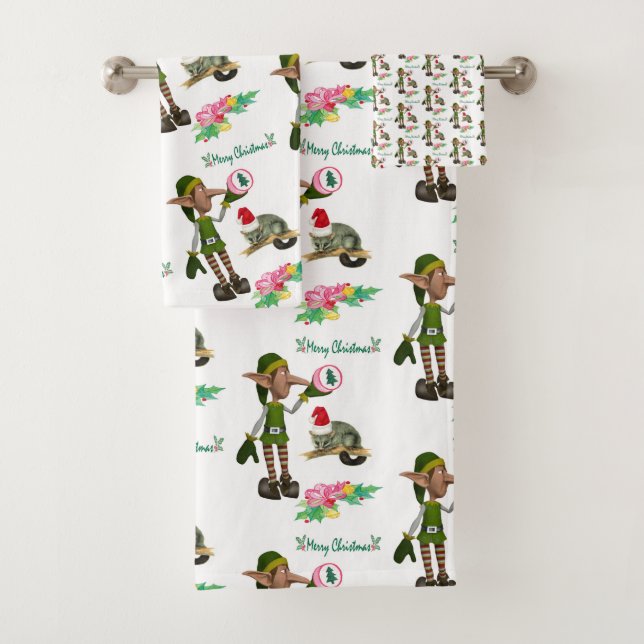 Ensembles de serviettes de bain de Noël, Elfe (En situation)