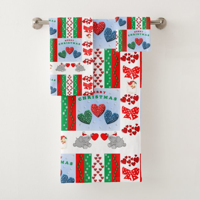 Ensembles de serviettes de bain de Noël, Joyeux No (En situation)