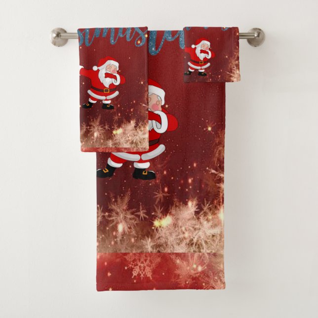 Ensembles de serviettes de bain de Noël, Père Noël (En situation)