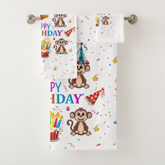Ensembles de serviettes de bain, Happy Birthday Mo (En situation)