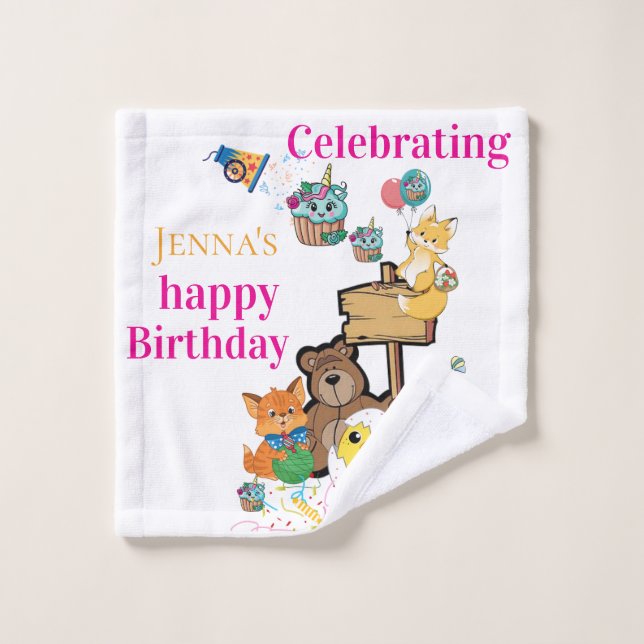 Ensembles de serviettes de bain, Joyeux Anniversai (Gant de toilette)