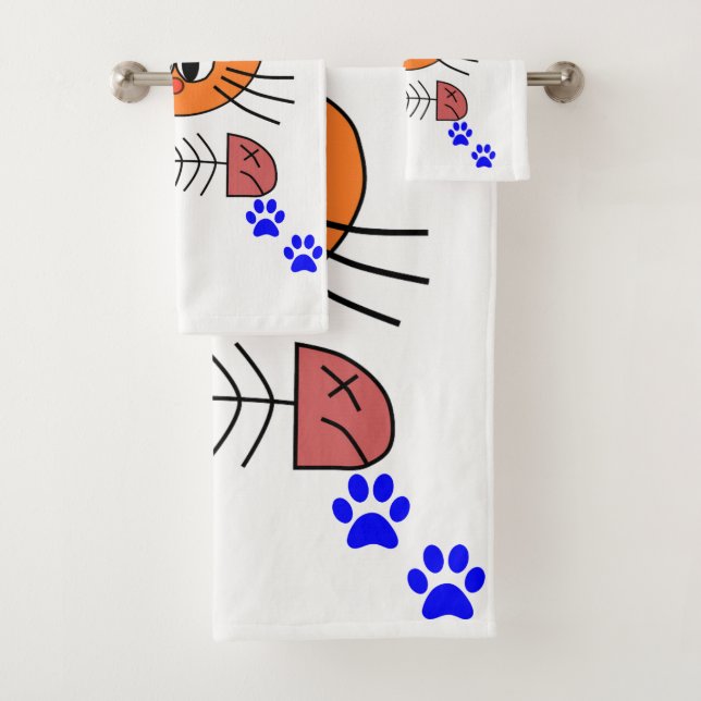 Ensembles de serviettes de salle de bain chat os d (En situation)