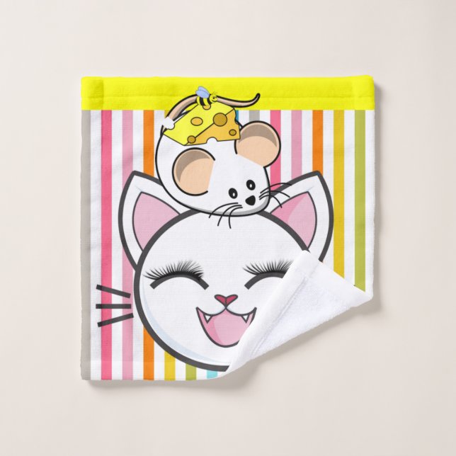 Ensembles de serviettes de salle de bain Chat Sour (Gant de toilette)