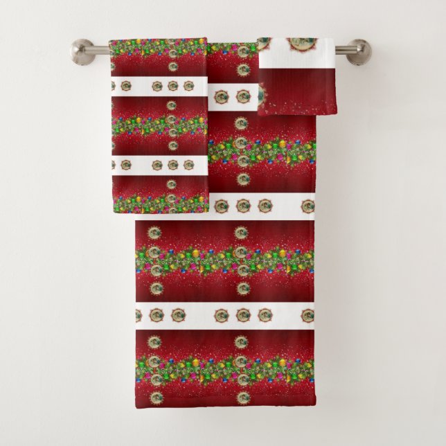 Ensembles de serviettes de salle de bain de Noël (En situation)