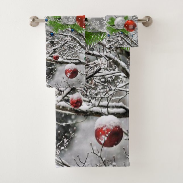 Ensembles de serviettes de salle de bain de Noël (En situation)