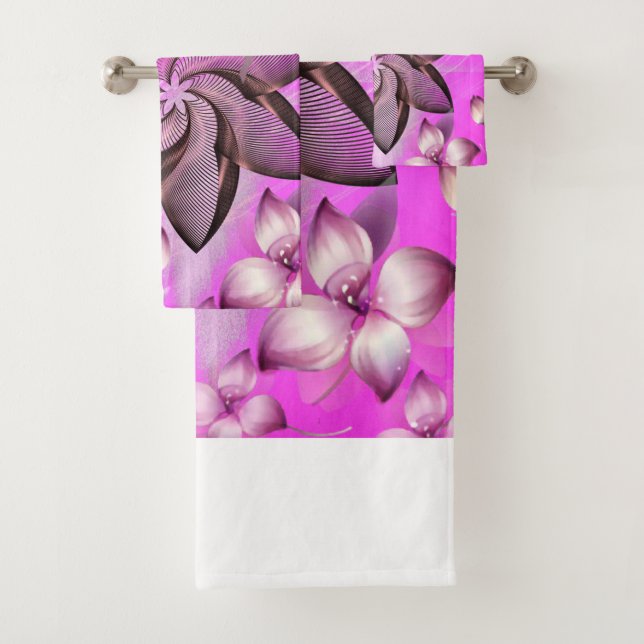 Ensembles de serviettes de salle de bain floraux (En situation)