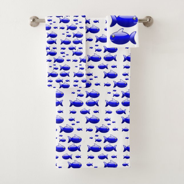 Ensembles de serviettes de salle de bain Poisson (En situation)