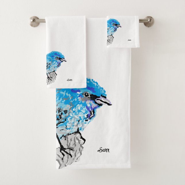 Ensembles de serviettes : Oiseau Bleu (En situation)