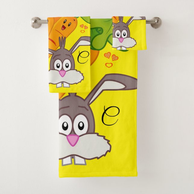 Ensembles serviettes de salle de bain Lapin Carott (En situation)
