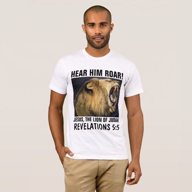 ENTENDEZ-LE ROAR ! JÉSUS, LION DE JUDAH T-Shirts (Devant entier)
