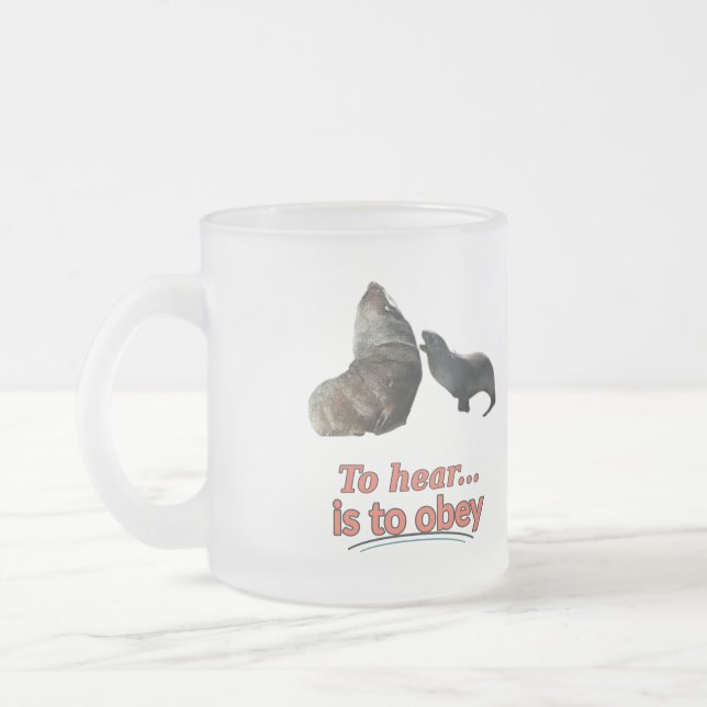 Entendre c'est obéir Mug en verre dépoli avec un d (Gauche)