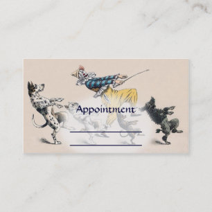 Entraîneur de chien, clown, carte de rendez-vous