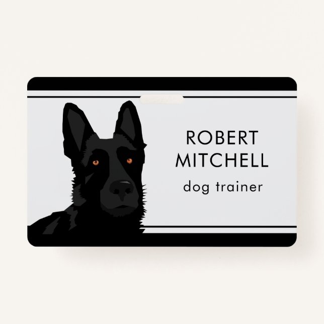Entraîneur de chien Noir berger allemand Badge (Devant)