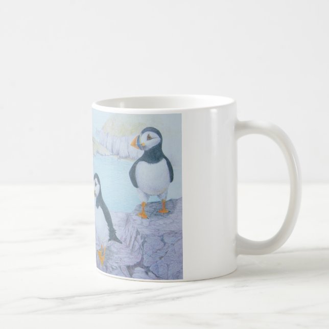 Entrant ! Tasse originale d'art de macareux (Droite)