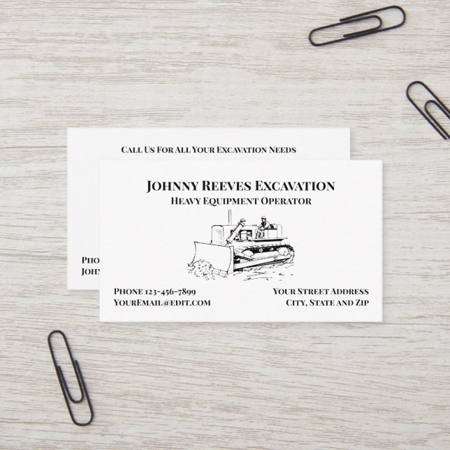 Entrepreneur Carte de visite de l'exploitant d'équ (Devant/Arrière en situation)