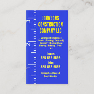 Entreprise de construction Carte de visite de ruba