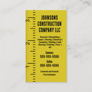 Entreprise de construction Carte de visite de ruba