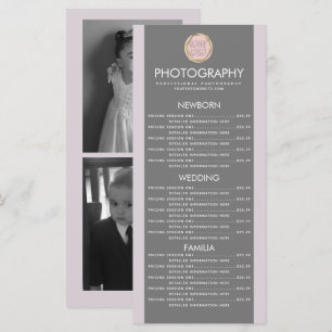 Entreprise de photographie Votre logo Menu Tons Te
