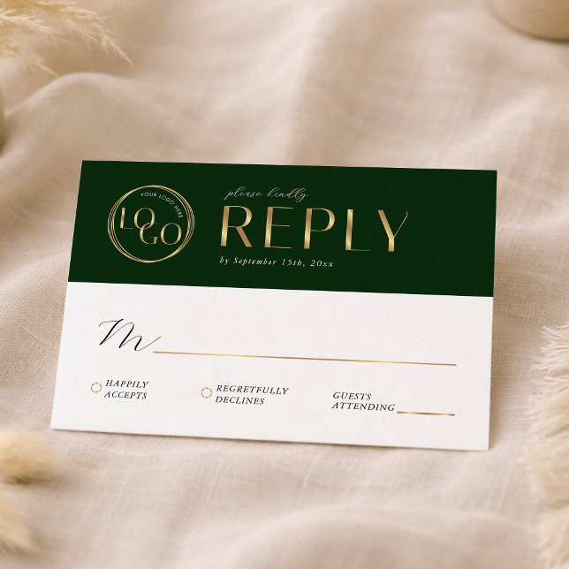 Entreprise élégante Logo Vert & Or Carte de répons (Créateur téléchargé)