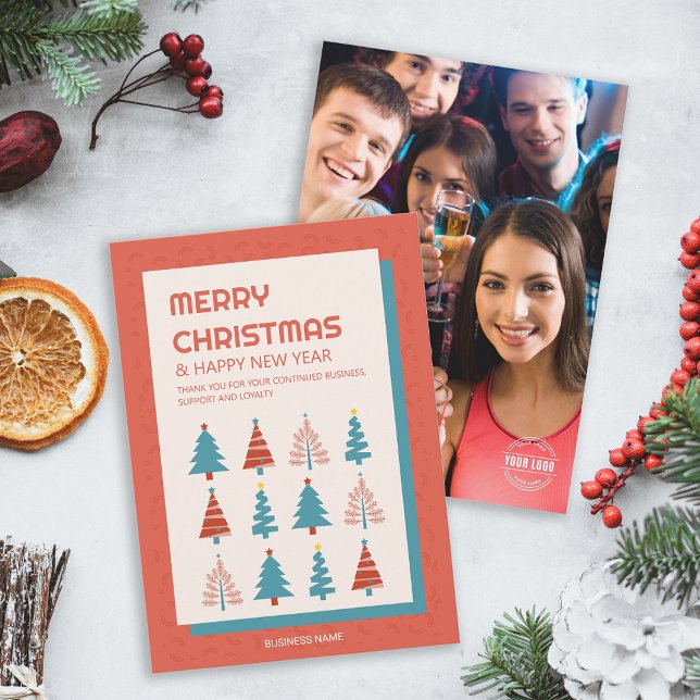 Entreprise Noël Photo Logo Carte de vacances (Business Christmas Tree Company Photo Logo Holiday Invitation)