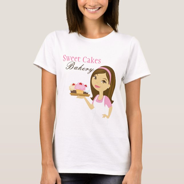Entreprise T-Shirt Boulangerie Brunette Baker Cake (Devant)