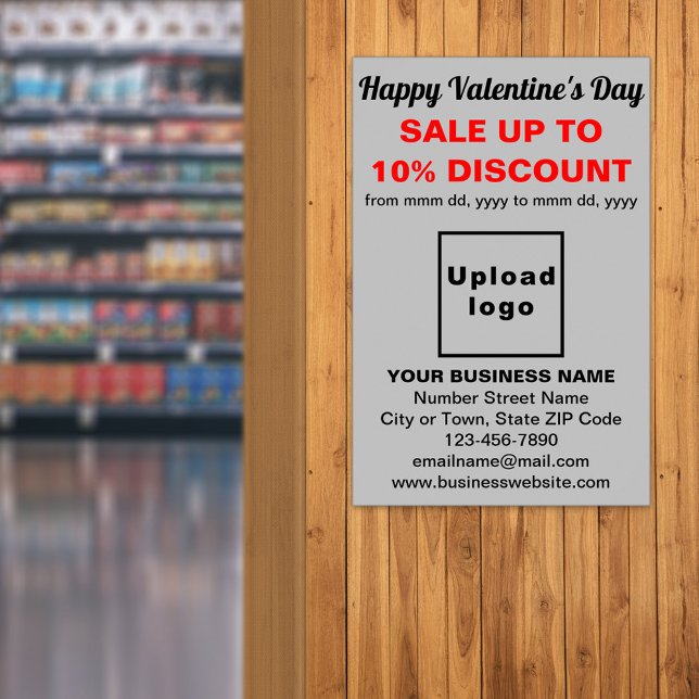 Entreprise Valentine Vente sur Gris Poster (Business Valentine sale on gray poster. Signage to attract more customers.)