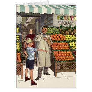 Entreprise Vintage, Étal de Fruits avec Épicier et
