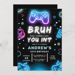 ENTREZ-VOUS ? Neon Gamer Invitation Anniversaire