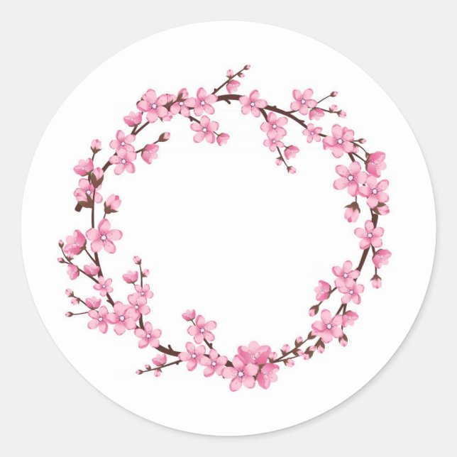 ENVELOPE SEAL STICKER : CHERRY BLOSSOM WREATT (Devant)
