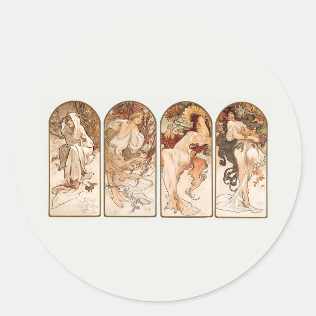ENVELOPE SEAL STICKER : MUCHA : SAISONS (Devant)