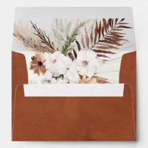 Enveloppe Boho rouille Pampas Terracotta