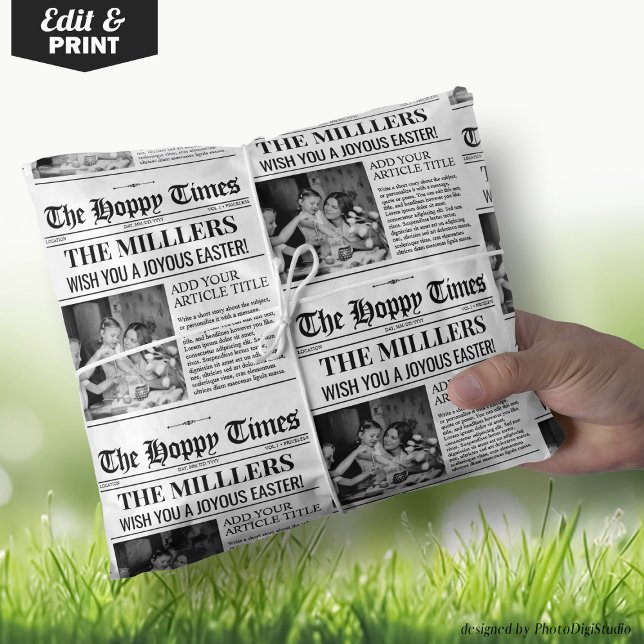 Enveloppe cadeau de Pâques personnalisée, papier d (Custom Easter Gift Wrap, Newspaper Wrapping Paper)