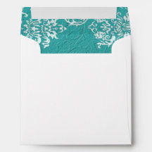 Enveloppe Carré Mariage Damask Turquoise