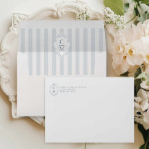 Enveloppe de mariage à crête bleue élégante