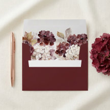 Enveloppe de mariage automnal Hydrangea Bourgogne