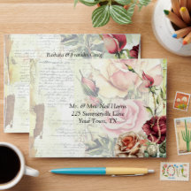 Enveloppe de Mariage Rose vintage